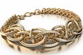 bracelet of delicate gold chains on white background