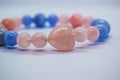 Bracelet made of natural stones. pink and blue quartz bracelet. bracelet made of quartz.
