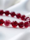 Bracelet with red garnet beads. Royalty Free Stock Photo