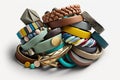 bracelet stack featuring different colors and materials on white background