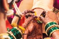 Bracelet With Turmeric Powder. Kanyadan Ceremony Royalty Free Stock Photo