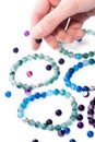 Bracelets beads handmade isolated on white background Royalty Free Stock Photo