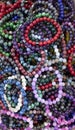 Bracelets made of different colors and beads. It was taken inside the store. Close up Royalty Free Stock Photo