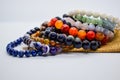 Bracelets made of natural stones. natural mineral necklace texture