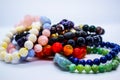 Bracelets made of natural stones. natural mineral necklace texture Royalty Free Stock Photo