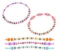 Bracelets from words midnights, fireheart, sunshine, lover, daylight