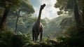 Brachiosaurus in prehistoric forest