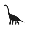 Brachiosaurus vector silhouette. Sauropod dinosaur. Diplodocus black silhouette isolated