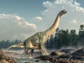 Brachiosaurus in a Stream