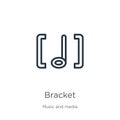 Bracket icon. Thin linear bracket outline icon isolated on white background from music and media collection. Line vector sign,