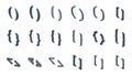 Bracket parenthesis icons set isometric vector. Open close curly