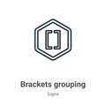 Brackets grouping symbol outline vector icon. Thin line black brackets grouping symbol icon, flat vector simple element