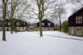 Houses and Trees Covered in Winter Snow in England