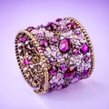 Braclet with gems on color background Royalty Free Stock Photo