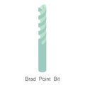 Brad point bit icon, isometric 3d style