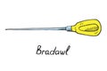 Bradawl, hand drawn doodle sketch in pop art style Royalty Free Stock Photo