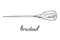 Bradawl, hand drawn doodle sketch Royalty Free Stock Photo