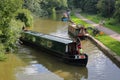 Bradford on Avon, UK - AUGUST 12, 2017: Barges along the Kennet and Avon Canal near Bradford on Avon