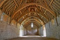 Bradford on Avon, UK - AUGUST 12, 2017: The timber cruck roof of Tithe Barn, a medieval monastic stone barn Royalty Free Stock Photo