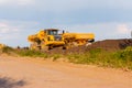 Bradford on Avon Wiltshire May 20th 2019 A pair of Volvo A30G dumpers parked in Cumberwell landfill