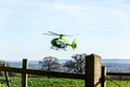 Bradford Leigh Wiltshire UK January 9th 2019 The Great Western air ambulance helicopter taking off from a field Royalty Free Stock Photo