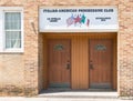 Bradford, Pennsylvania, USA July 5, 2023 The entrance to the Italian American Progressive Club, a social club