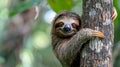 Bradypus variegatus, the brown-throated three-toed sloth, is an adorable rainforest inhabitant, known for its funny facial