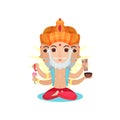 Brahma Indian many faced god, great God of creation cartoon vector Illustration on a white background Royalty Free Stock Photo