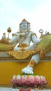 Brahma statue is very big sitting on a pedestal at Wat Saman Rattanaram temple, chachoengsao province