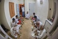 Brahman Bhoj Purohits and pandits having food as prasad from Laghu Rudra Walkeshwar Mumbai