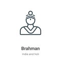 Brahman outline vector icon. Thin line black brahman icon, flat vector simple element illustration from editable india concept Royalty Free Stock Photo