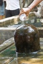 Brahmin priest offers puja at shiva lingam