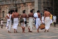 Brahmin priests enter the Nataraja temple