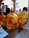 Brahmins are performing their rituals in the Kashi Vishwanath temple of Lord Shiva in Varanasi, India.