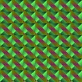 Braid of bright green squares and triangles in light