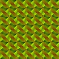 Braid of bright green squares and triangles in yellow