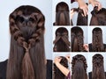 Braid heart hairstyle tutorial Royalty Free Stock Photo