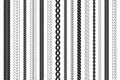 Braid lines brushes. Braided frames, knit texture seamless pattern. Rope or plait designs elements. Cord decoration