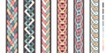 Braid lines. Wicker borders, colored knoted patterns, braided intertwined ropes, vector twist striped ornaments, curly