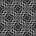 Braided black and white vector seamless pattern. Geometric intricate background. Wicker stripes, lines, geometry shapes Royalty Free Stock Photo