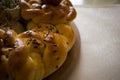 Braided bread for Easter traditionally baked, close up