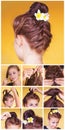 Braided bun updo tutorial Royalty Free Stock Photo