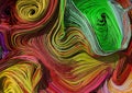 Braided colorful lines fractal background. 3D Illustration.