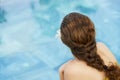 Woman enjoying summer day by pool Royalty Free Stock Photo