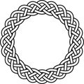 Braided knitted guilloche rosette frame, circular celtic scandinavian knotty pattern