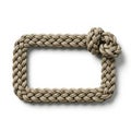 Braided rope rectangular frame with a decorative knot isolated on white background Royalty Free Stock Photo