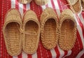 Braided sandals at the fair of artisans Royalty Free Stock Photo