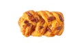 Braided sweet bun with whole pecans isolated on white. Transparent png additional format.
