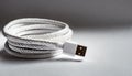 Braided USB-C Cable Rolled Royalty Free Stock Photo