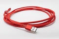 Braided USB 3.0 cable, with USB A to USB C connectors. Long and red USB cable for data transfer at high speeds and charging